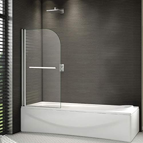 Image of Acezanble 800x1500mm 180 Degrees Pivot Shower Bath Screen Over 6mm Easyclean Glass Door Panel with Towel Rail