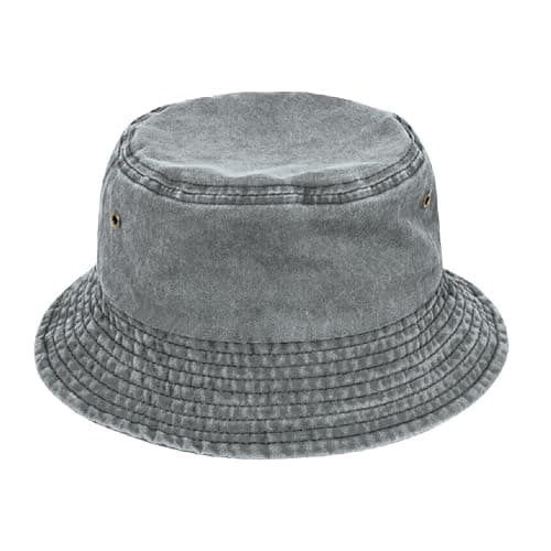 Image of TOSKATOK Pure Washed Cotton Bucket hat UV Sun Protection Breathable Beach Holiday Travel Hat-GREY-60