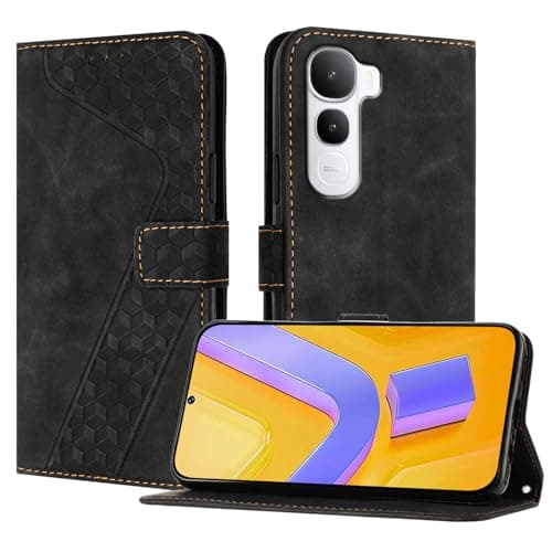 Image of OKZone Compatible With Vivo Y400 5G Case, Wallet Case PU Leather with Card holder Magnetic Shockproof Protect Flip Cover Bookstyle Phone Cases Cover (Black)
