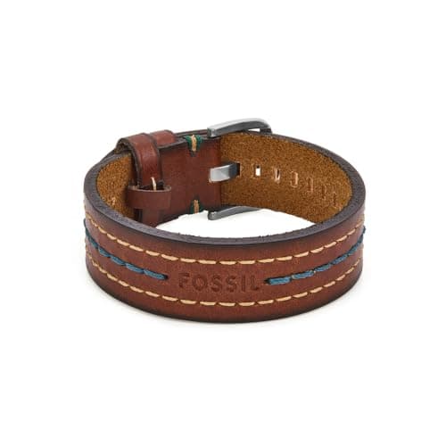 Image of Fossil Everett Men's Brown Leather Bracelet, JF04949040