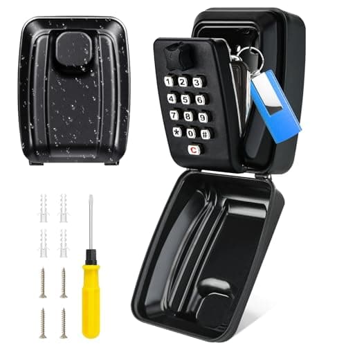 Image of PAIRIER Key Safe Wall Mounted, Key Lock Box Outdoor Waterproof Extra Large Key Box Police Approved Lockbox 12-Digit Combination Key Storage Box with Weatherproof Cover for Home Garage School Office