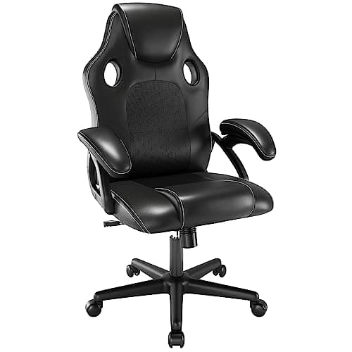 Image of play haha Office Chair,Ergonomic High Back Seat With Breathable Mesh Insert Padded Armrests Durable Base Lumbar Support Faux Leather Surface For Gaming Home Or Office Use Gaming Chair