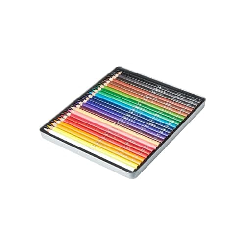 Image of Amazon Basics Coloured Pencils in Tin Box, Pack of 24 - Assorted Colours