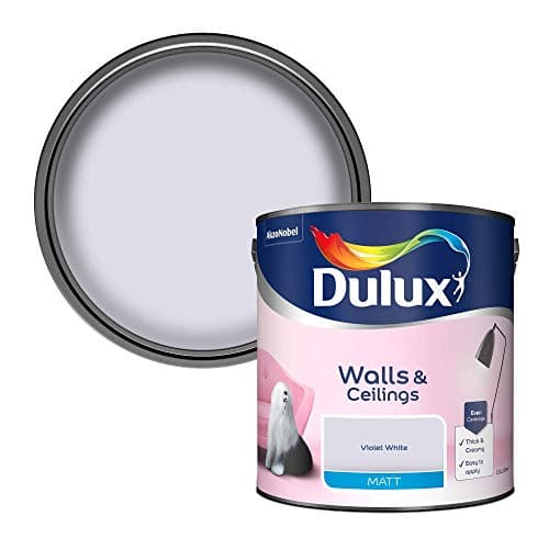 Image of Dulux Matt Emulsion Paint For Walls And Ceilings - Violet White 2.5 Litres
