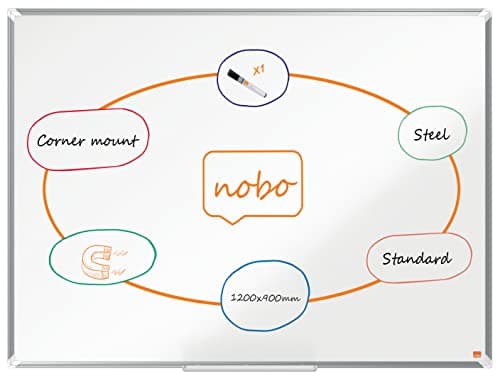 Image of Nobo Premium Plus Steel Magnetic Whiteboard – 1200x900mm, Aluminium Trim, EU Ecolabel Certified, 1915156