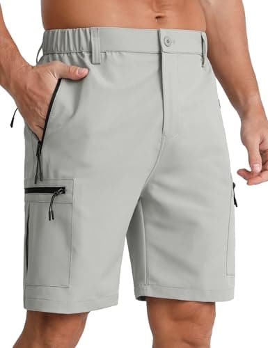 Image of APTRO Mens Cargo Hiking Shorts Outdoor Lightweight Golf Casual Shorts for Men with 5 Zipper Pockets Grey M