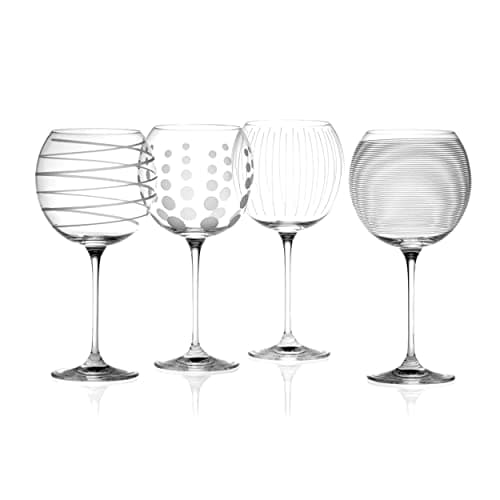 Image of MIKASA 5159316 Cheers Set of 4 Crystal Balloon Gin Glasses, Silver