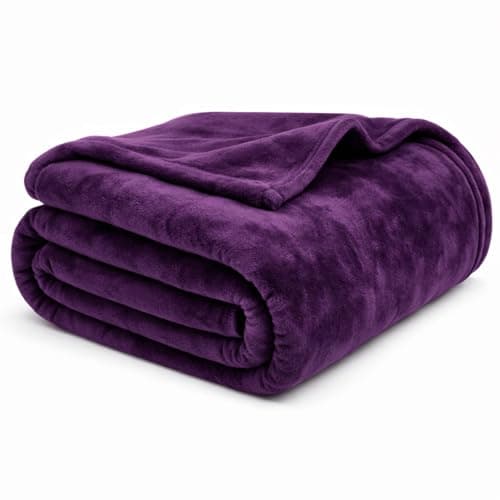 Image of EGYPTO King Fleece Blanket 200cm x 240cm | Luxury Faux Fur Throws for Sofas | Anti-Allergy Cozy & Soft Throw | Versatile Plum Throw Blanket for Sofa & Bed