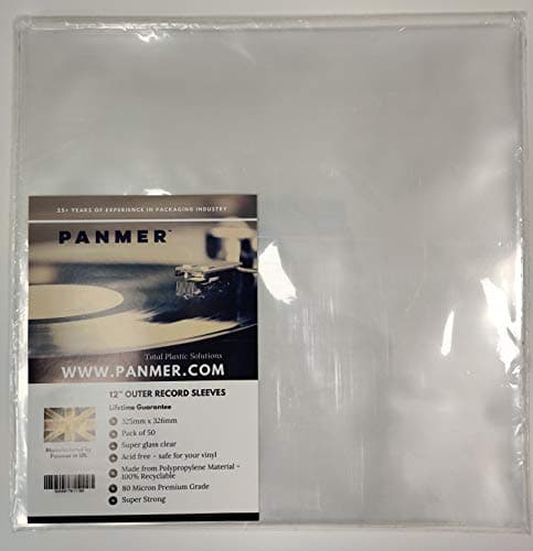 Image of 12" Outer Clear Vinyl Record Sleeves Polypropylene 80 Micron x 50