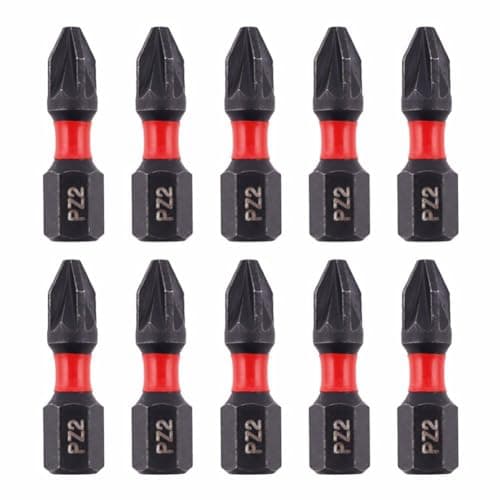 Image of 10x Bull Bits 25mm PZ2 Impact Screwdriver Bits Set – Pozi Pozidriv, Shock Zone, S2 Steel, Torsion Zone