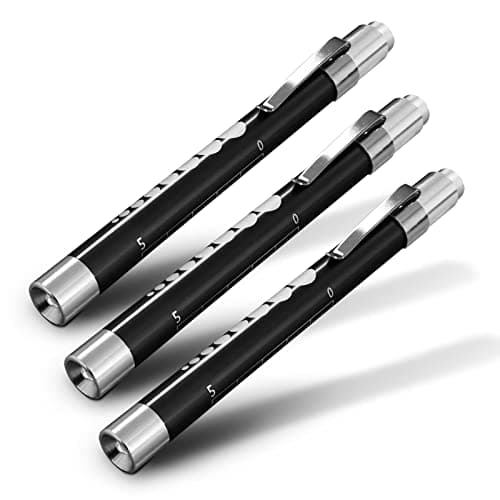 Image of RE-GEN Doctors Nurses Reusable Aluminium LED Pen Light Diagnostics Inspection Penlight Pocket Torch Flashlight (3, Black)