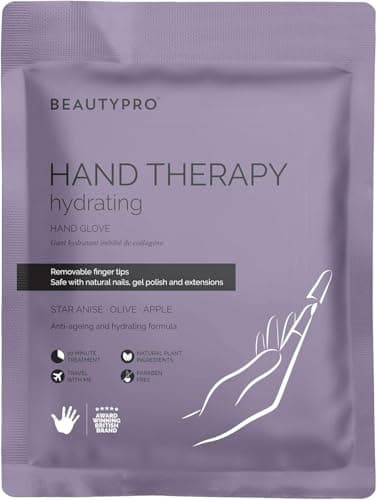 Image of BEAUTYPRO HAND THERAPY Hand Mask Moisturising Gloves Anti-Ageing Treatment Dry Cracked Hand Removeable Tips Safe with Natural Gel & Extensions Nails Skincare Award Winning Brand