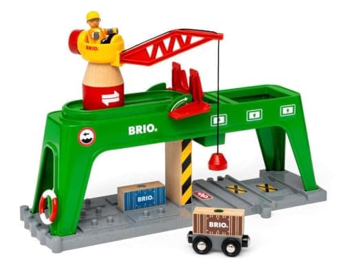 Image of BRIO World Container Crane for Kids Age 3 Years Up - Wooden Railway Train Accessories and Add Ons