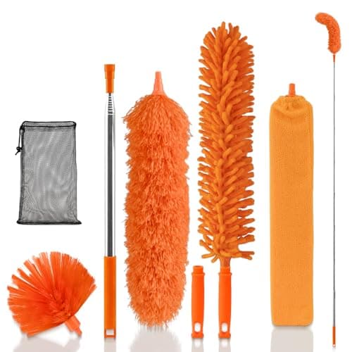 Image of TAIANJI Feather Duster Kit, 7 Pcs Microfiber Dusters for Cleaning with Telescoping Extension Pole 110 Inch, Handled Dusting Brush for Cleaning Ceilings, Ceilings Fans, Cobwebs