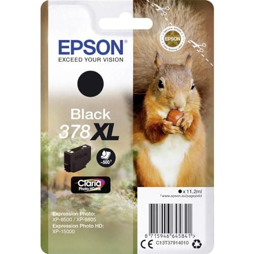 Image of Epson 378XL Black Squirrel High Yield Genuine, Claria Photo HD Ink Cartridge