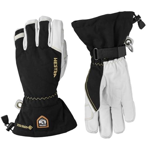 Image of Hestra Army Leather Gore-TEX - Waterproof, Long-Cuffed 5-Finger Snow Glove for Skiing, Snowboarding and Mountaineering, Black, 10