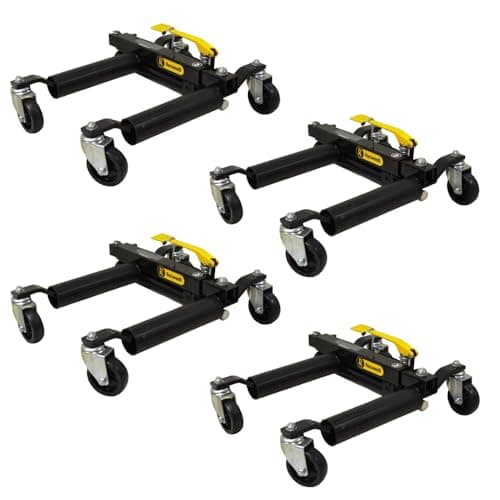 Image of 4pcs Hydraulic Wheel Dolly RocwooD Heavy Duty Vehicle Positioning Car 2720KG/6,000lbs Heavy Duty Steel 76KG Car Garage Workshop Dealership Skate Dollies