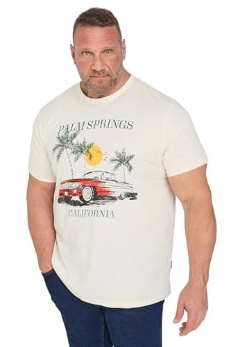 Image of BadRhino Big & Tall 'Palm Springs' Graphic T-Shirt - Men's - Plus Size Curve White