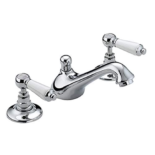 Image of Bristan Renaissance 3 Hole Basin Mixer with Pop-up Waste Bathroom Taps, Chrome Plated (RS2 3HBAS C)