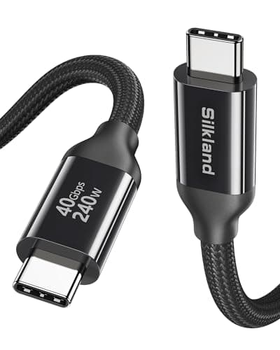 Image of Silkland USB 4 Cable for Thunderbolt 4 2M, 40Gbps Data Sync, 8K/5K@60Hz, 240W Fast Charging, USB C Thunderbolt Cable, Compatible for MacBook, iPhone 16, iPad, SSD, Docking, eGPU, Black