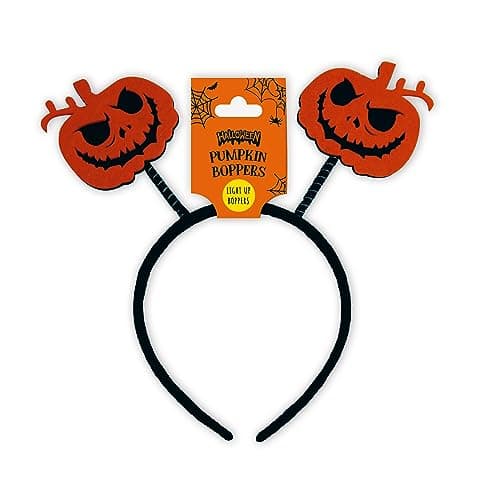 Image of Eurowrap Halloween Light Up Head Boppers Headband Hat Scary Ghost Bat Pumpkin Accessories (Pumpkin)