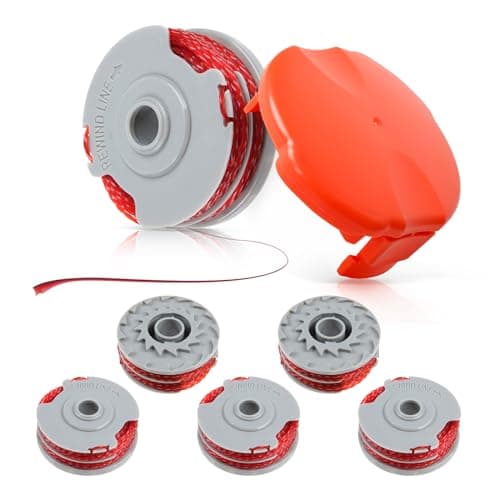Image of Strimmer Replacement Spool for Flymo FLY021/513937190, 0.06" 36ft Double Line Spool Compatible with Flymo Contour 500 XT/Power Trim/Mini Trim, with FLY060 Cover (6 Spools+1 Cover)