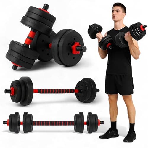 Image of TANNESS Dumbbells Set - 2 in 1 Adjustable Dumbbells - Dumbbell Sets for Men and Women - Barbell Weights Set with Connecting Rod - 20kg Dumbbell Pair - Gym Equipment - Exercise Equipment for Home Use