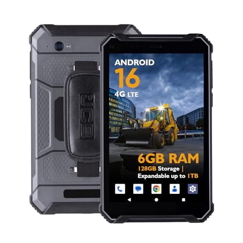 Image of JCB Toughphone MAX T1 Rugged 8" 4G Tablet Phone, Android 16, 32MP Rear + 8MP Front Camera, 12,000mAh Battery, 6GB RAM 128GB (Up to 1TB), Dual SIM LTE, IP68 Waterproof, MIL-STD-810H Industrial Tablet