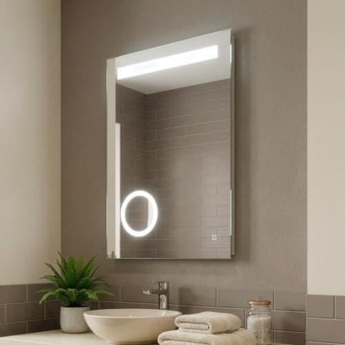 Image of Croydex Halington Hang 'N' Lock Illuminated Rectangular Mirror with LED Lights