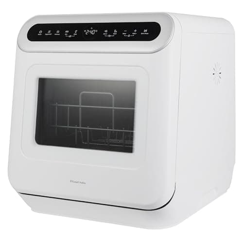 Image of Russell Hobbs Table Top Dishwasher Mini Compact with 3 Place Settings, LED Display, Touch Control, 6 Programmes, Portable & Efficient, Self-Cleaning Function, No Plumbing in White RH3TTDW0D1W