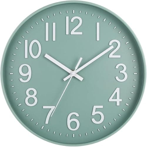 Image of Lottogo Wall Clock, 30 cm (12 Inches), Large Modern Wall Clock for Office, Living Room, Kitchen, School, Children's Room 3 Colors (Blue White)