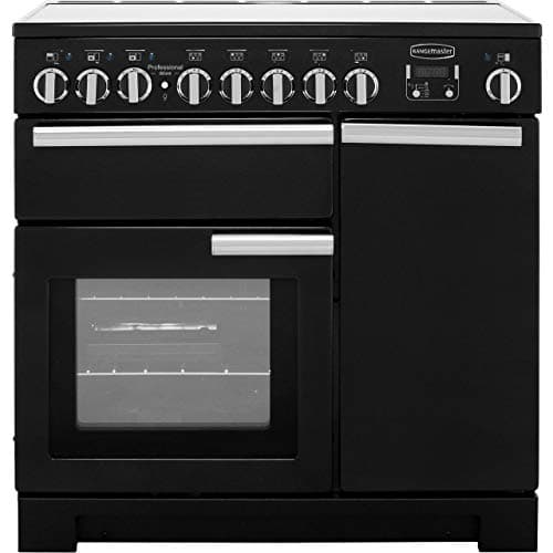 Image of Rangemaster PDL90EIGB/C Professional Deluxe Gloss Black with Chrome Trim 90cm Electric Induction Range Cooker