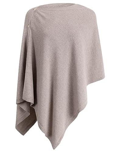 Image of PULI Women Button Knitted Shawl Poncho Cape Cardigan Cashmere/Cashmere Feel Wrap Scarf Gift for Mother