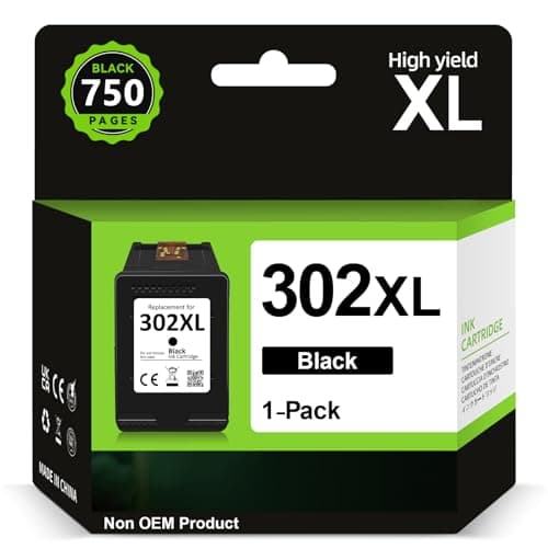Image of 302XL High Yield Ink Cartridge Black- 750+ Pages, Replacement for HP 302 Black Ink Cartridge Original, Printer Ink 302 XL for Envy 4527 4520 4523 OfficeJet 3832 4650 3831 3835 DeskJet 3630 3636 2130