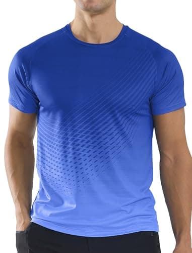 Image of Men’s T-Shirts Gym Running T Shirts for Men Moisture Wicking Athletic Sport Breathable Tops Quick Dry Short Sleeve Workout T-Shirt Dark Blue 3XL