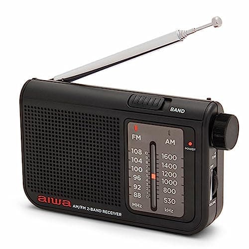 Image of Aiwa RS-55/BK Pocket AM/FM Radio with High Definition Aufdio, Heasphone Input, Include Metal Stereo Earphones. Black