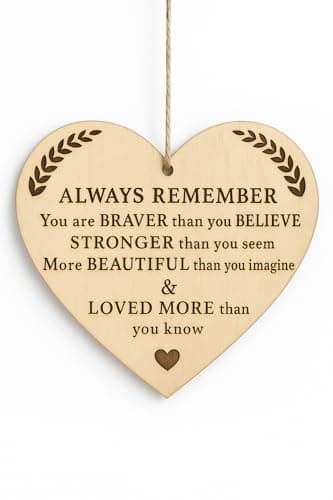 Image of Pet-Jos Always Remember Wooden Hanging Heart Plaque Gift for Friend Family Heart Wooden Sign Friendship Quote FBA
