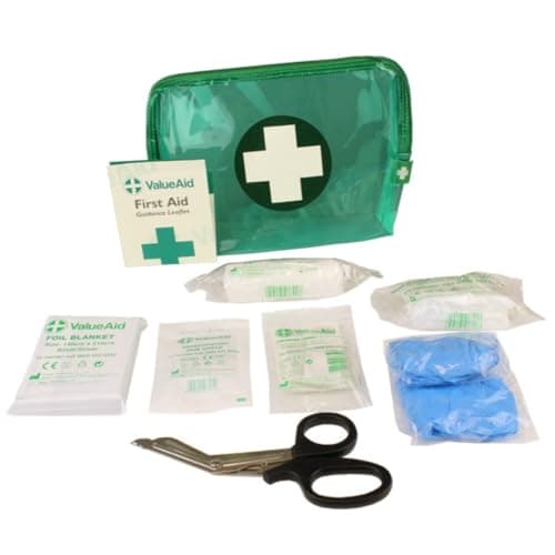 Image of Value Aid BS8599-1:2019 Personal Issue First Aid Kit, HSE Compliant, Compact & Portable, Essential Workplace Safety Clear Zip Bag