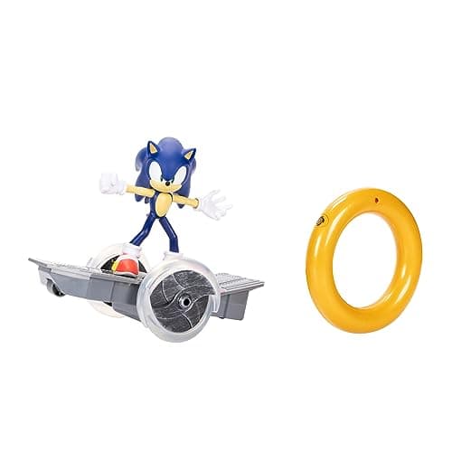 Image of Sonic The Hedgehog Speed RC Vehicle, Includes 6” / 15cm Articulated Sonic Figure, RC Skateboard and Golden Ring Controller To Perform Tricks and Spins, Wheels Light Up With Turbo Mode
