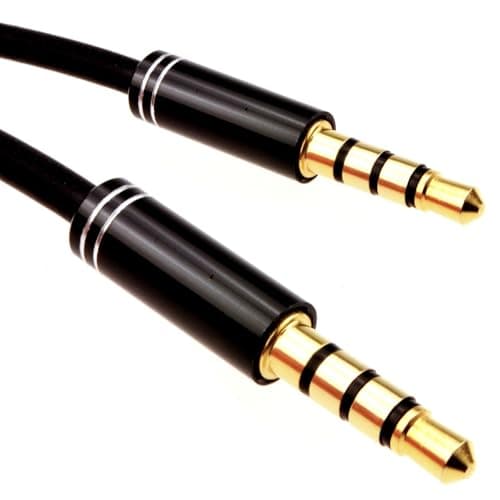 Image of kenable PRO 4 Pole 3.5mm Jack Male Audio Cable TPE RUBBER Lead Gold 2m