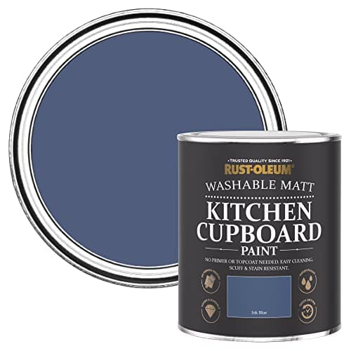 Image of Rust-Oleum Blue Kitchen Cupboard Paint in Matt Finish - Ink Blue 750ml