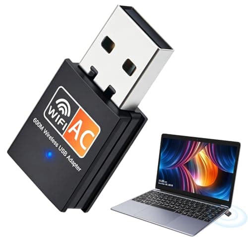 Image of Qianeffort USB WiFi Dongle, AC600 802.11AC Dual Band 2.4Ghz & 5GHz, Mini USB WiFi Adapter for PC Desktop Laptop, Driver Free, Supports Win 11/10/8/7, Mac Os10.15-10.9 (Black)