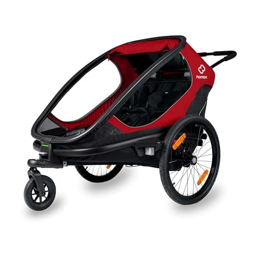 Image of Hamax Outback Twin Child Bike Trailer: Red/Black