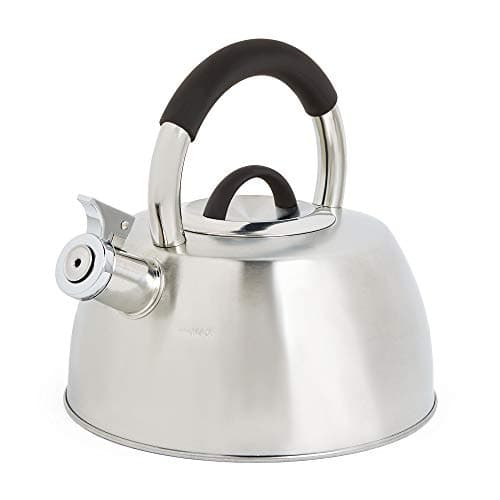 Image of VonShef Stove Top Kettle, Stainless Steel Whistling Teakettle, Silver 2.5L Induction Kettle, Hob Teakettle with Stay Cool Handle & Grip, Suitable for All Hob Types