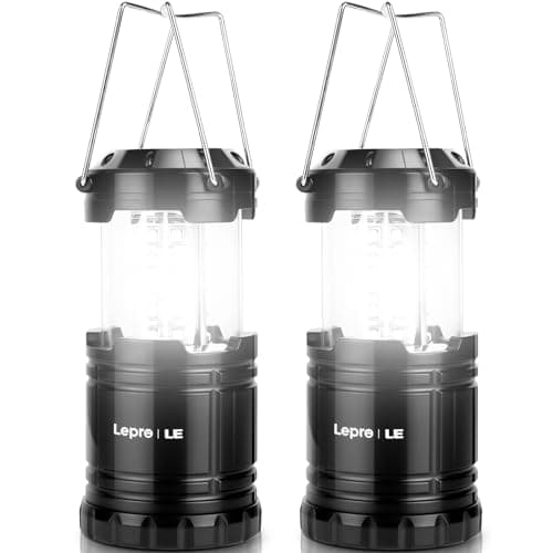 Image of Lepro Camping Lights, Collapsible Camping Lantern Battery Powered, Portable Hanging Tent Light, AA Battery Operated Lanterns for Power Cuts, Storm, Emergency Lighting, Fishing, Hiking, Pack of 2