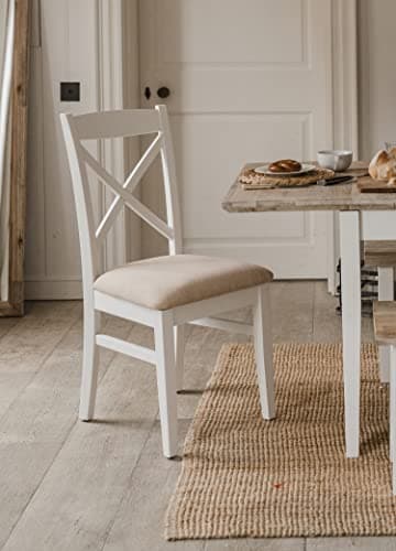 Image of Florence Cross back upholstered chair, Stunning chair with solid construction and firm padded seat (white)