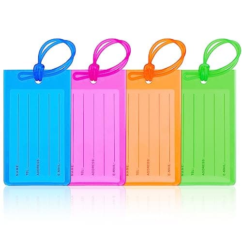 Image of GAOHUI Luggage Tags for Suitcases with ID Card, Suitcase Tags Personalised Luggage Labels with String for Travel Bag, Checked Luggage, Suitcases, Laptop Bags, Backpacks (11×6.3 cm, 4 Colors)
