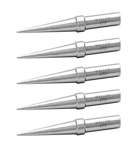 Image of Weller Genuine Weller WE1010 Soldering Tips (TETS-5), Conical, 0.016"/0.4 mm, 5 PCS