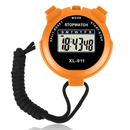 Image of Vicloon Sport Stopwatch Timer, Multi-Function Sport Digital Stopwatch Large Display, Single Lap/Split Memory Stopwatch with12/24 Hour Clock Alarm Calendar for Training Swimming Running(Orange)