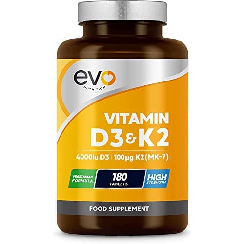 Image of Vitamin D3 4000iu & Vitamin K2 100ug (MK7) |180 D K Vegetarian Tablets | 1-A-Day | 6 Month Supply | High Strength | Vitamin D K2 Supplement | Made in the UK | Cholecalciferol & Menaquinone